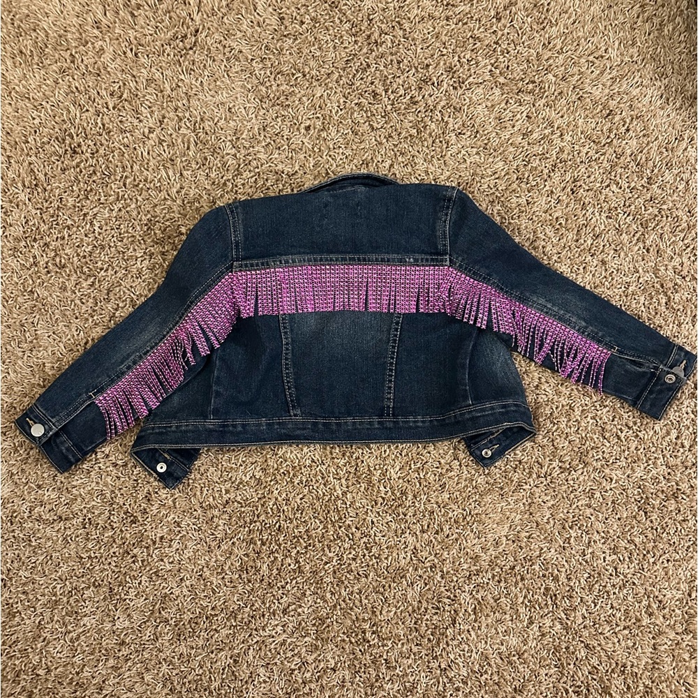 Toddler Fringe Jean Jacket Dark Wash